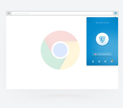 ZenMate VPN for Chrome activated in the Chrome browser