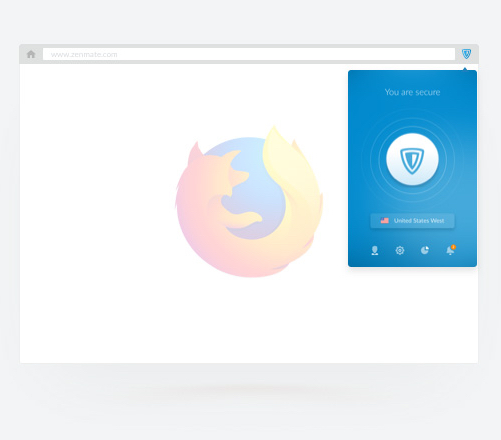 ZenMate VPN for Firefox activated in the Firefox browser